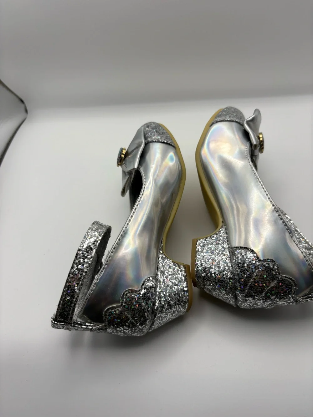 Disney Silver Glitter Mermaid Dress Shoes with Shell Bow